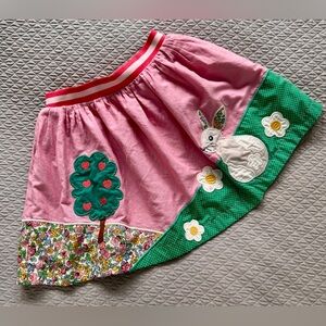 Pink and Green Skirt with Bunny and Floral Design